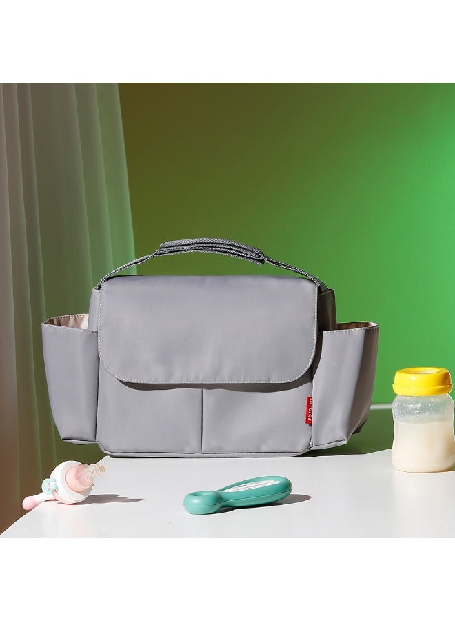 انسولار عبوتان من حقائب حفاضات الأطفال، حقيبة حمل كبيرة السعة لتغيير حفاضات الأطفال مع حافظة لهاية، حقائب ظهر متعددة الوظائف ومقاومة للماء لتغيير الحفاضات، منظم عربة الأطفال للأمهات، مجموعة حقيبة ظهر للسفر للأمهات والآباء (رمادي) - Image 2